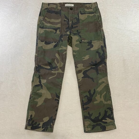 Trave Jeans Womens 29 Green Camo Camouflage Gwen Mid Rise Straight Casual Pants - Picture 1 of 11